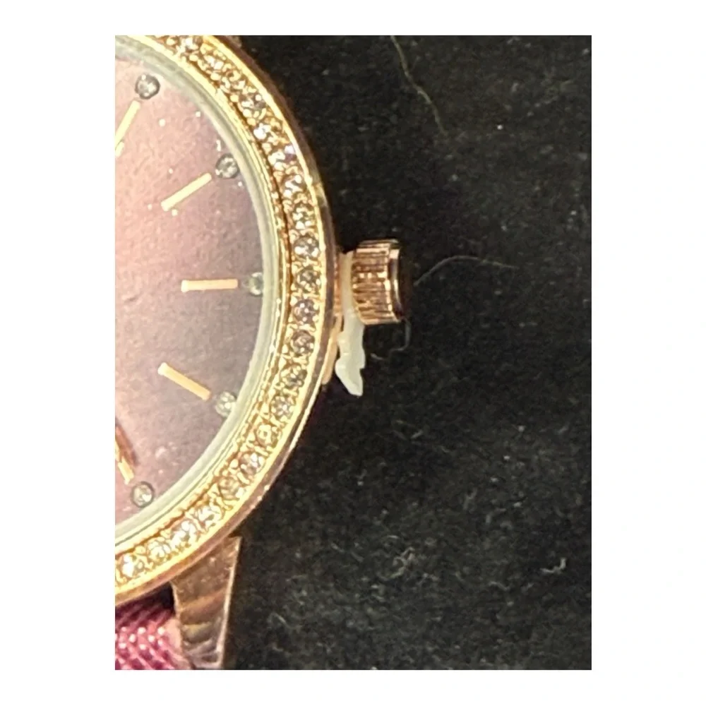 Kessaris Burgundy Rhinestone Watch | New Battery‎ | NWT